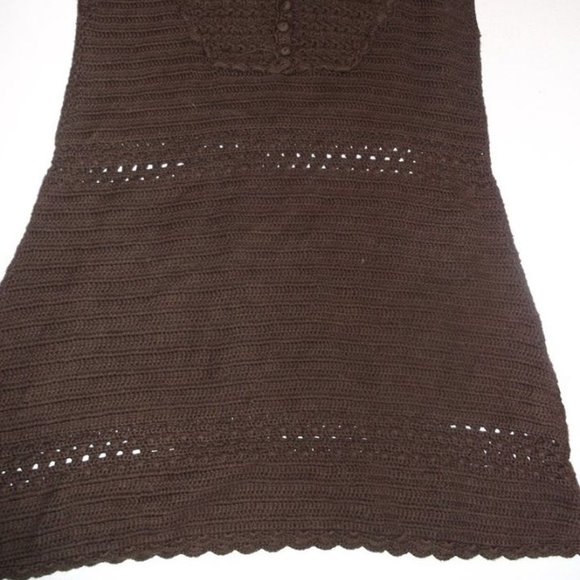 Zara Vintage Short  Mini Brown Knit Dress Girl 7-8 - Picture 2 of 2